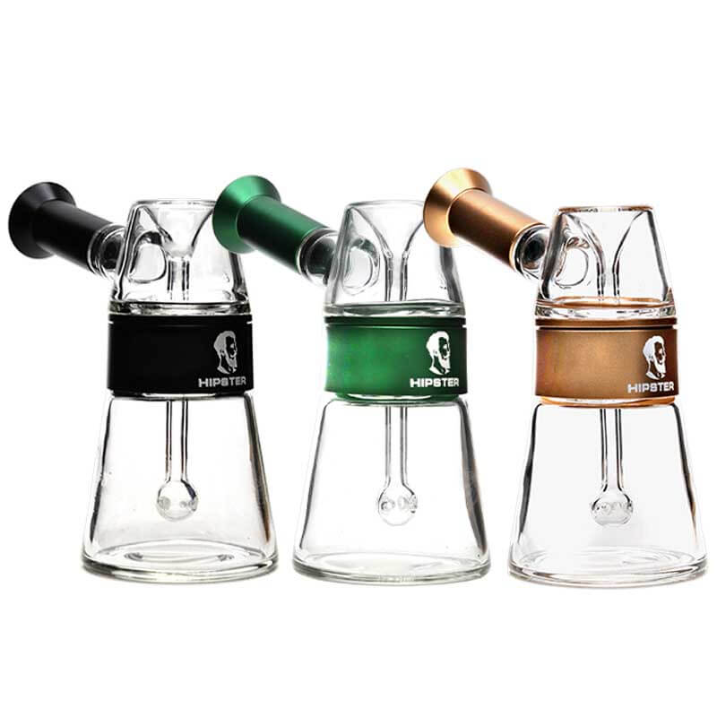Hipster Giorgio Glass Aluminum Bubbler Handpipe (YD2040) | 4 inch | Assorted Colors product image
